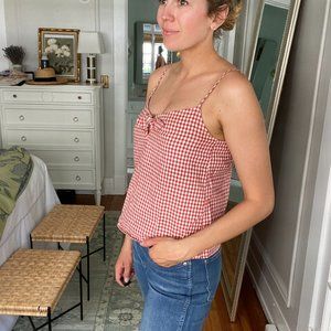 Sezane Red & White Check Sleeveless Top size 4 FR 36